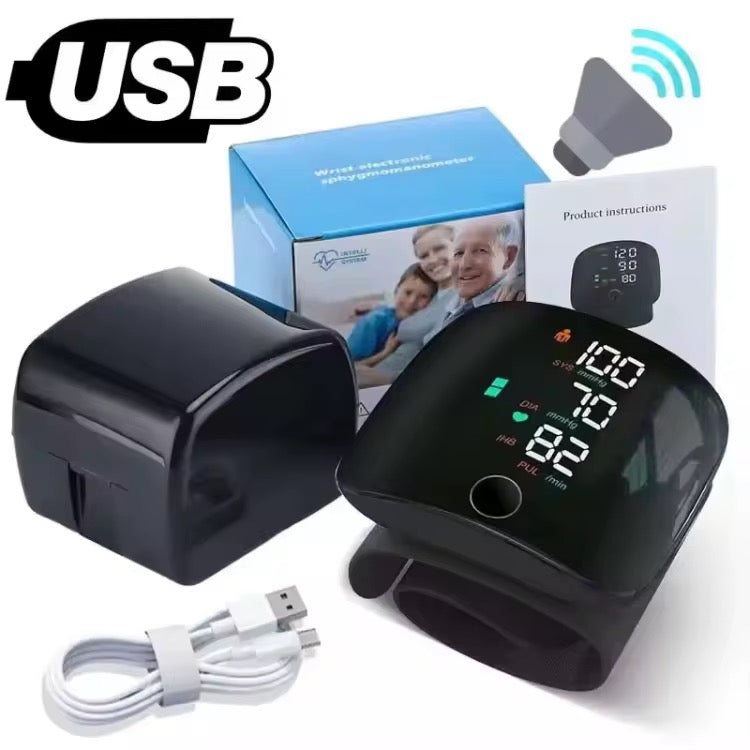 Tensiomètre Poignet Rechargeable – Précision Médicale – Mesure Rapide et Précise avec Annonce Vocale Français