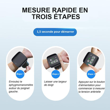 Tensiomètre Poignet Rechargeable – Précision Médicale – Mesure Rapide et Précise avec Annonce Vocale Français
