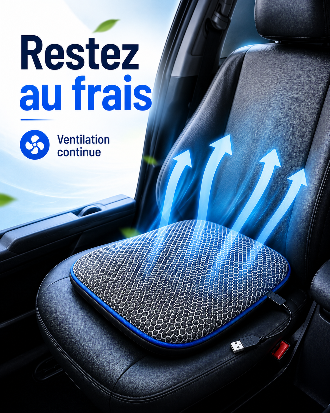 Coussin de siège auto avec ventilateur rafraîchissant