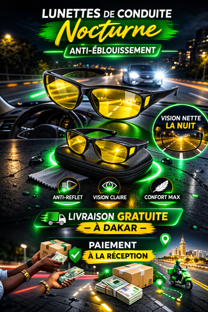 Lunettes de Conduite HD Vision — Confort & Sécurité (Jour et Nuit)