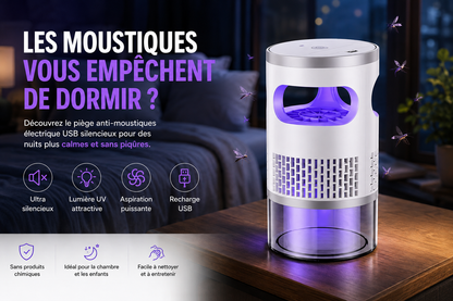 💡 Appareil Anti-Insectes LED d'Intérieur – Capture Physique, Silencieux & Veilleuse ✨