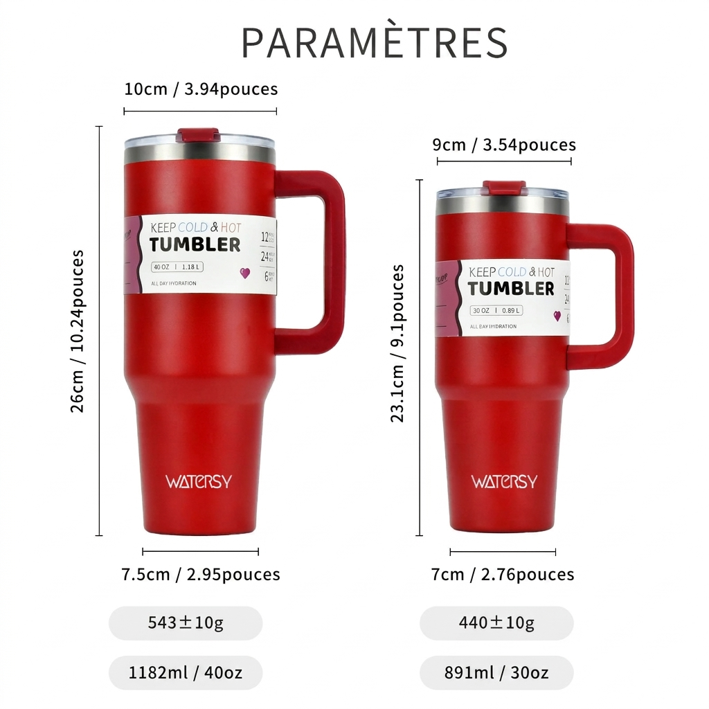 WATERSY™ – Tumbler Isotherme Premium 1,18L | Hydratation Stylée Toute la Journée
