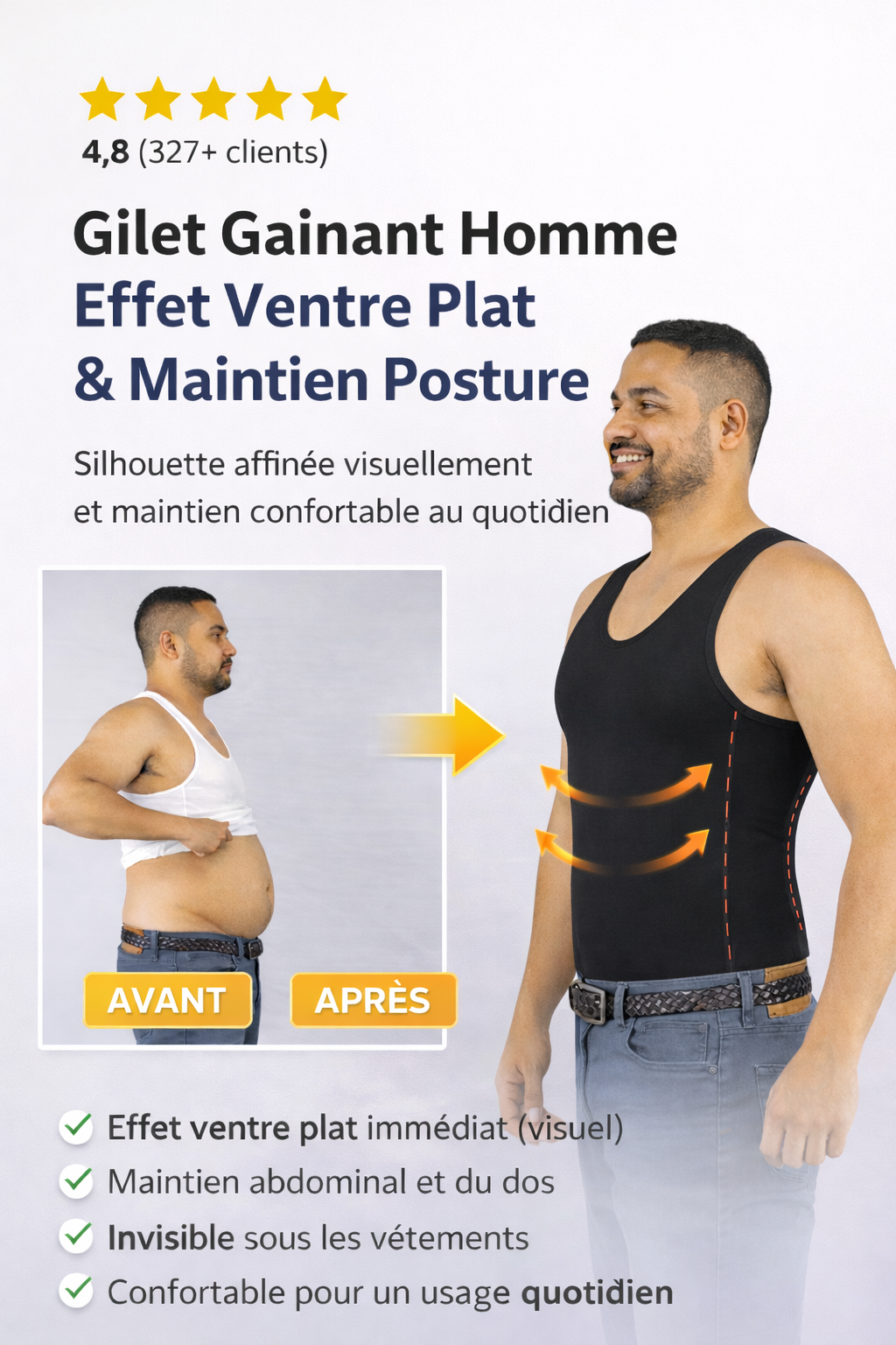 Débardeur de Maintien & Confort pour Homme – Invisible sous les vêtements